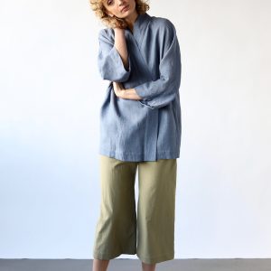 Handmade Linen Wrap Jacket: Oversized Cardigan With Tie
