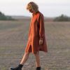 Handmade Linen Oversized Shirt Dress Redwood Long Sleeve