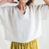 Oversized V Neck Linen Blouse Offon Clothing
