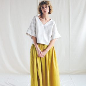 Oversized V Neck Linen Blouse Offon Clothing