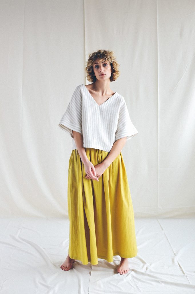 Oversized V Neck Linen Blouse Offon Clothing