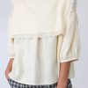 Oversized Square Collar Linen Blouse Amelia Offon Clothing
