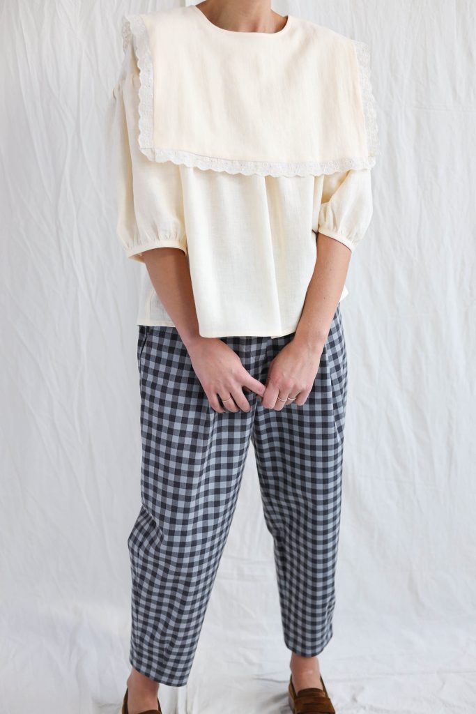 Oversized Square Collar Linen Blouse Amelia Offon Clothing