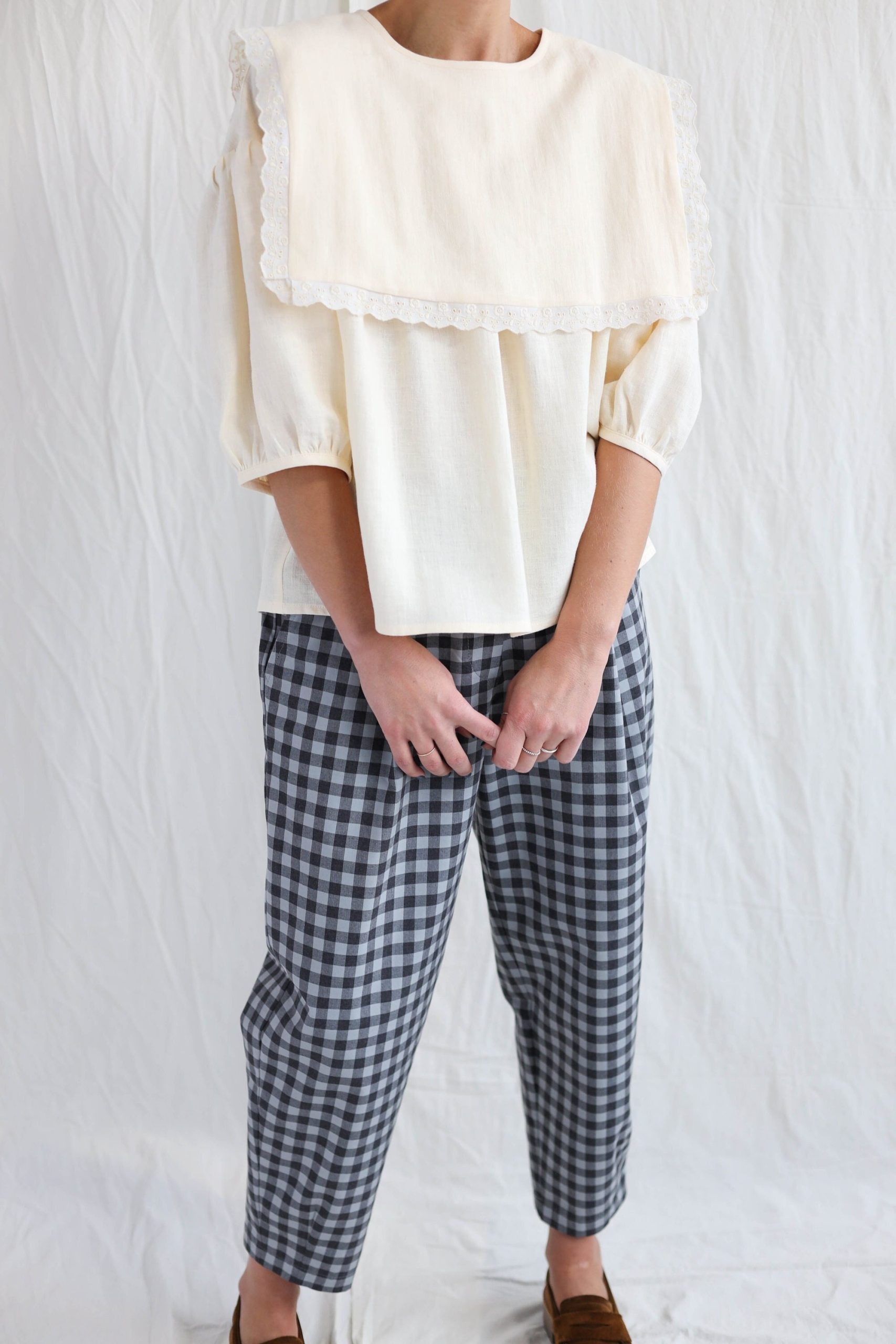 Oversized Square Collar Linen Blouse Amelia Offon Clothing Oversized Square Collar Linen Blouse Amelia Offon Clothing
