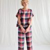 Checkered Linen Oversized Top Offon Clothing
