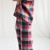 Checkered Linen Oversized Top Offon Clothing