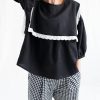 Oversized Large Collar Black Linen Blouse Amelia Offon