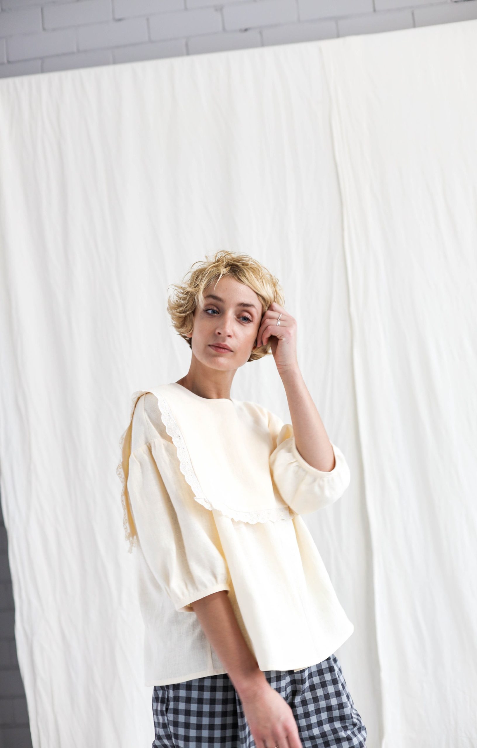 Oversized Square Collar Linen Blouse Amelia Offon Clothing Oversized Square Collar Linen Blouse Amelia Offon Clothing