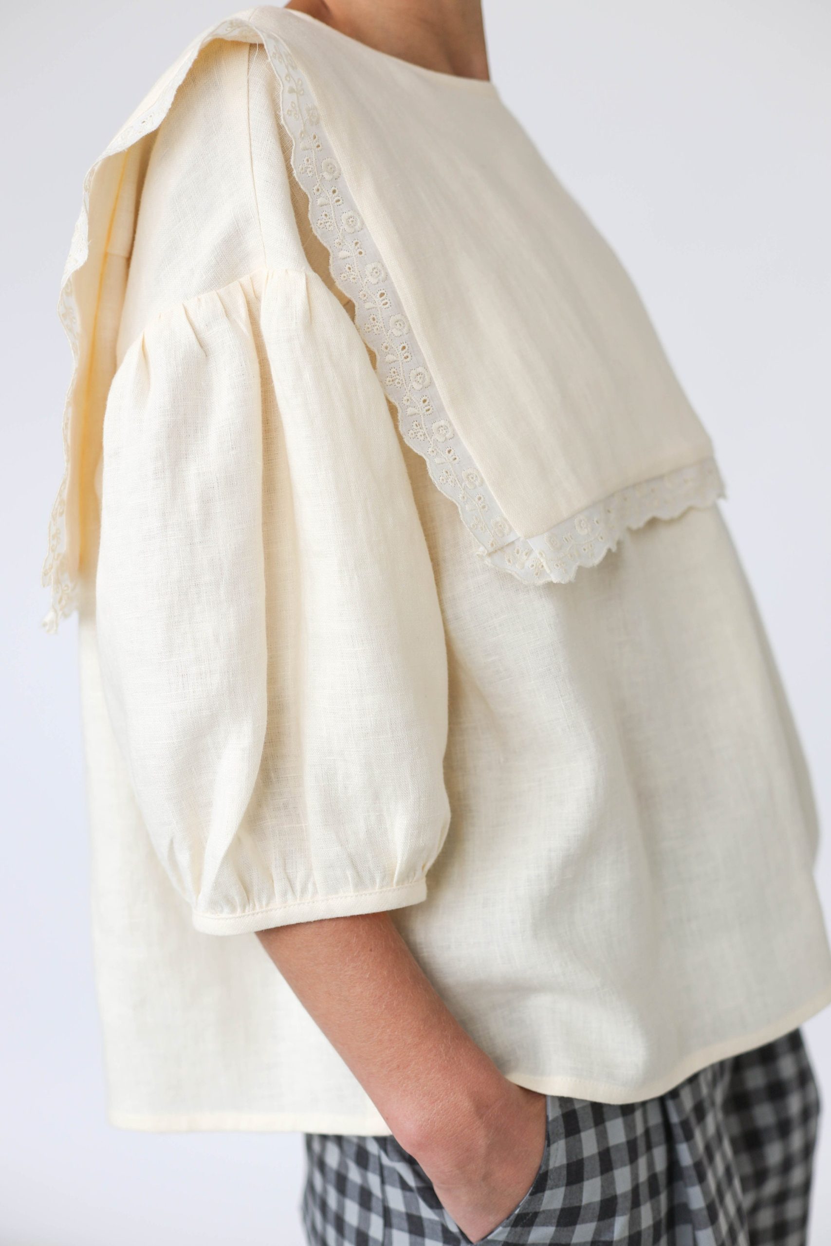 Oversized Square Collar Linen Blouse Amelia Offon Clothing Oversized Square Collar Linen Blouse Amelia Offon Clothing