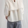 Oversized Square Collar Linen Blouse Amelia Offon Clothing