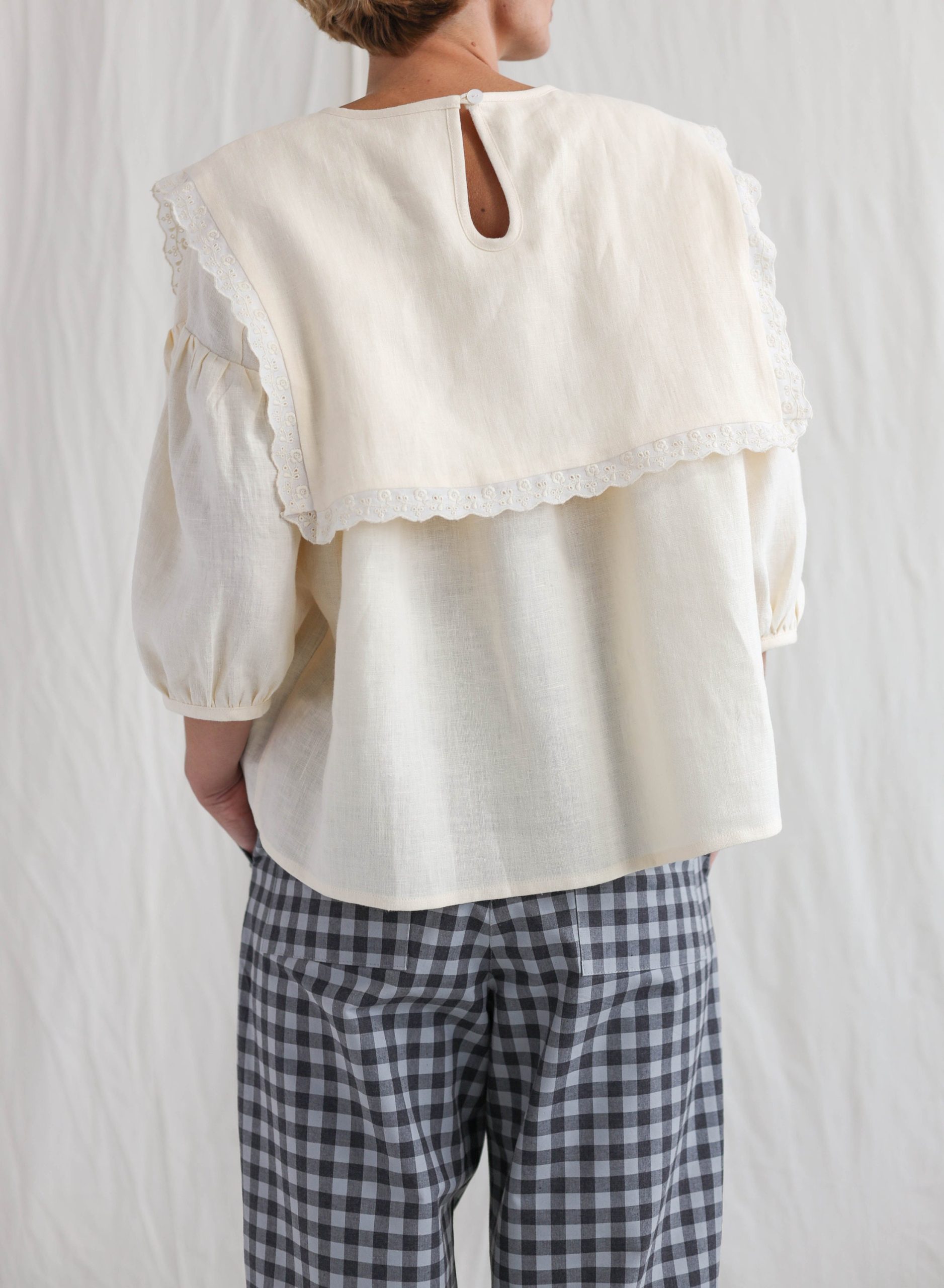 Oversized Square Collar Linen Blouse Amelia Offon Clothing Oversized Square Collar Linen Blouse Amelia Offon Clothing