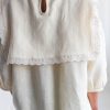 Oversized Square Collar Linen Blouse Amelia Offon Clothing