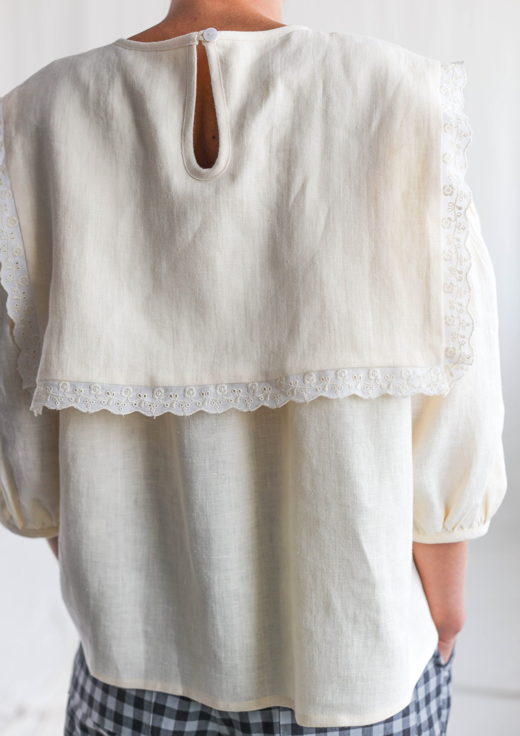 Oversized Square Collar Linen Blouse Amelia Offon Clothing Oversized Square Collar Linen Blouse Amelia Offon Clothing