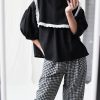 Oversized Large Collar Black Linen Blouse Amelia Offon