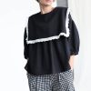 Oversized Large Collar Black Linen Blouse Amelia Offon