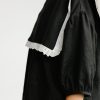 Oversized Large Collar Black Linen Blouse Amelia Offon