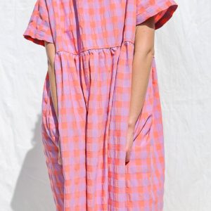 Oversized Seersucker Checks Dress Silvina Offon Clothing Nan