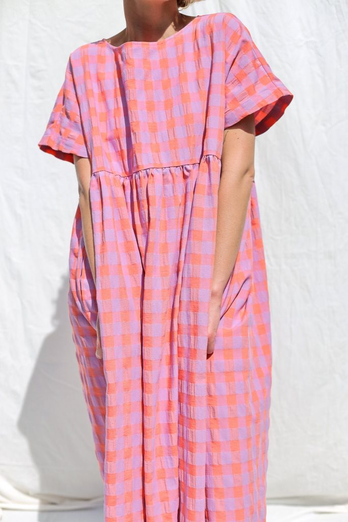 Oversized Seersucker Checks Dress Silvina Offon Clothing Nan