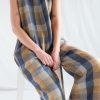 Ready To Ship: Sleeveless Oversized Multicolored Checks Linen
