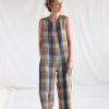 Ready To Ship: Sleeveless Oversized Multicolored Checks Linen
