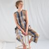 Ready To Ship: Sleeveless Oversized Multicolored Checks Linen