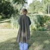 Heavy Linen Oversized Coat In Olive Green Color