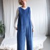 Sleeveless Oversized Wide Cord Jumpsuit Offon Clothing