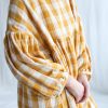 Mustard Checks Oversized Double Gauze Dress Greta Offon