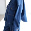 Indigo Blue Denim Oversized Overshirt Jacket Offon Clothing