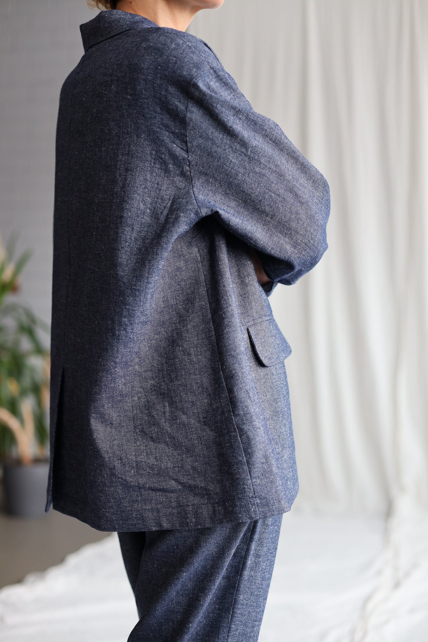 Wool And Linen Oversized Blazer Offon Clothing Wool And Linen Oversized Blazer Offon Clothing