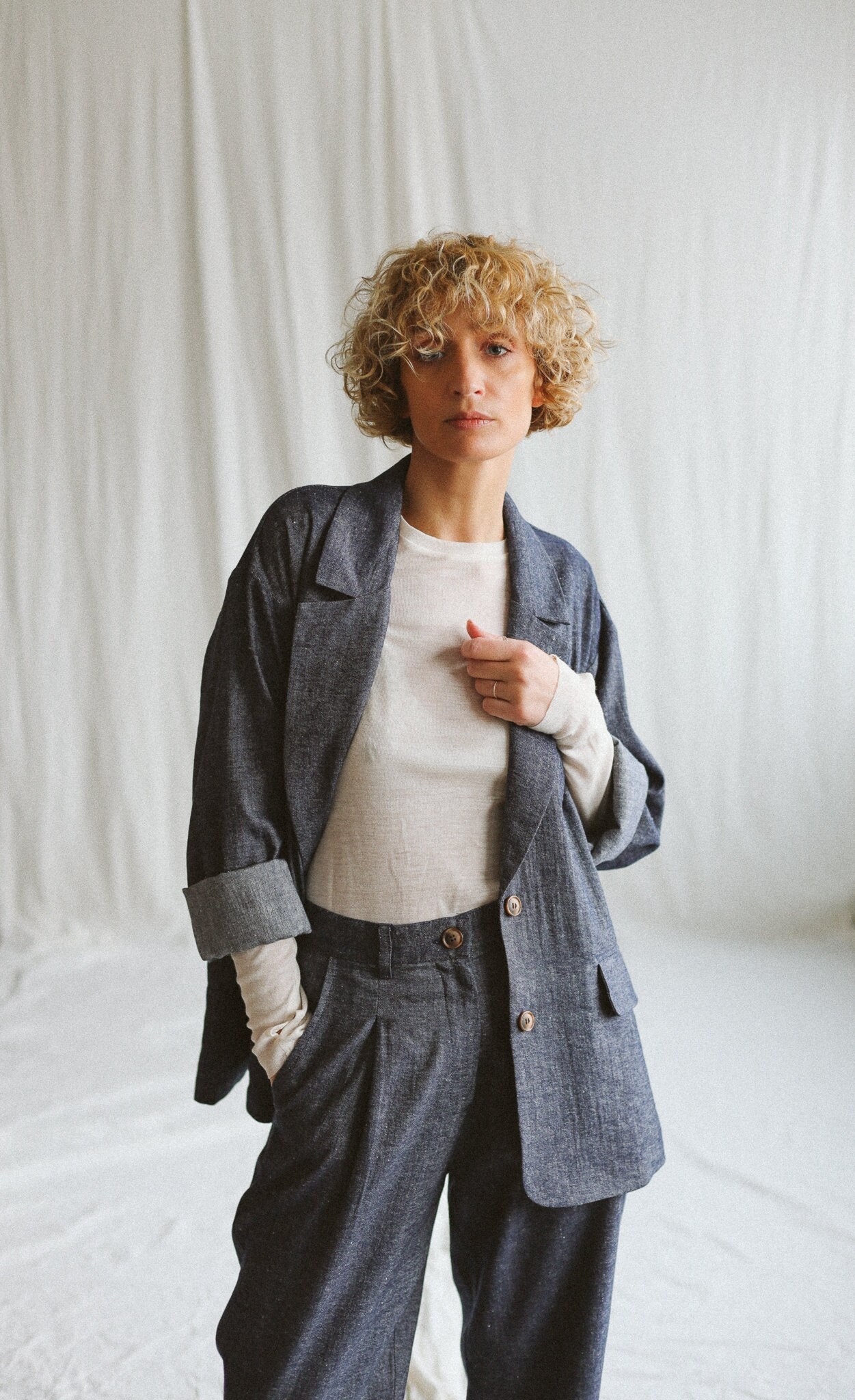 Wool And Linen Oversized Blazer Offon Clothing Wool And Linen Oversized Blazer Offon Clothing