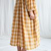 Mustard Checks Oversized Double Gauze Dress Greta Offon