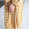 Mustard Checks Oversized Double Gauze Dress Greta Offon