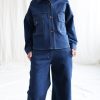 Indigo Blue Denim Oversized Overshirt Jacket Offon Clothing