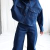 Indigo Blue Denim Oversized Overshirt Jacket Offon Clothing