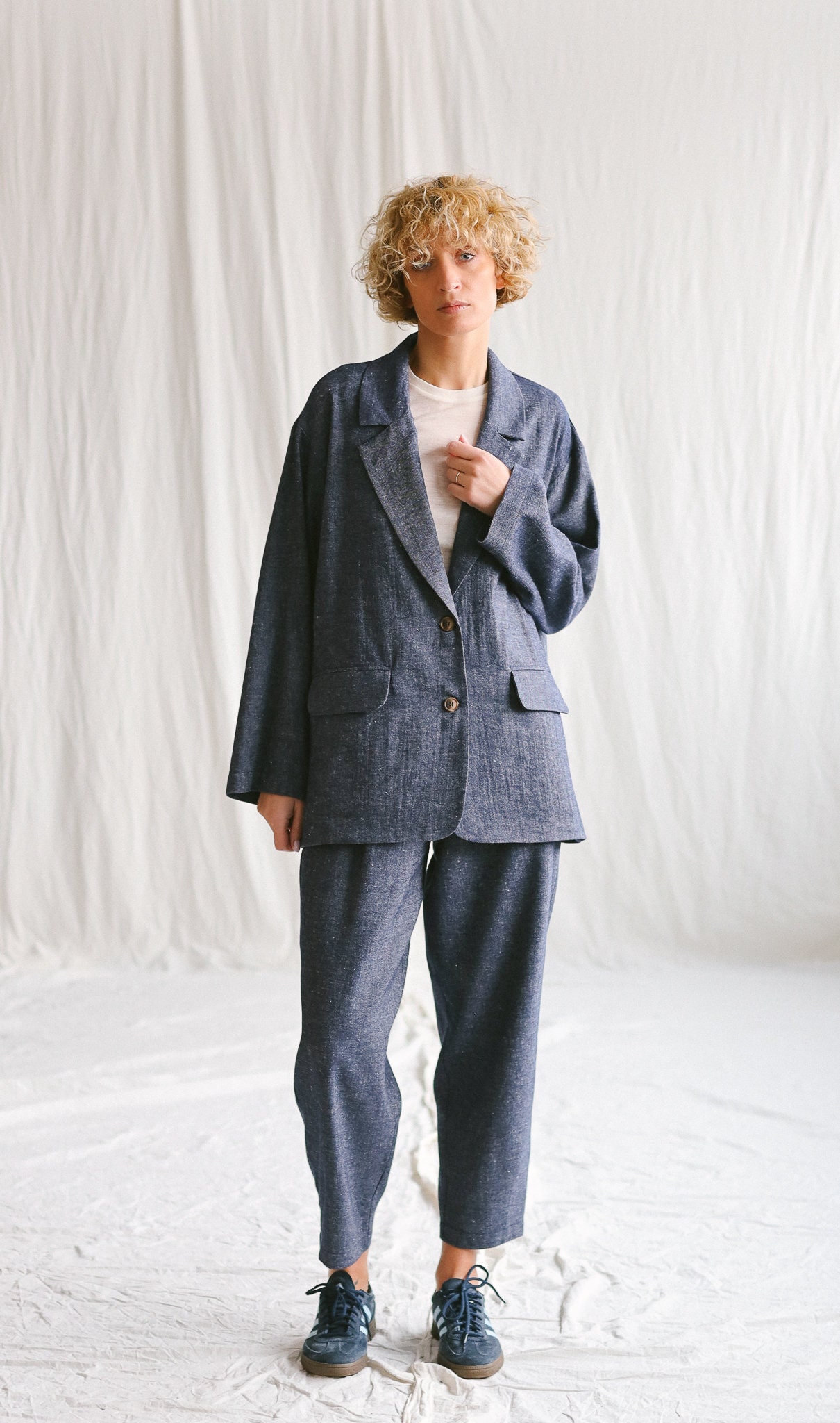 Wool And Linen Oversized Blazer Offon Clothing Wool And Linen Oversized Blazer Offon Clothing