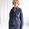 Wide Cord Oversized Overshirt Jacket In Denim Blue