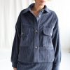 Wide Cord Oversized Overshirt Jacket In Denim Blue