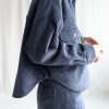 Wide Cord Oversized Overshirt Jacket In Denim Blue