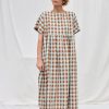 Oversized Seersucker Checks Dress Silvina Offon Clothing