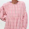Oversized Double Gauze Pink Checks Dress Greta Offon