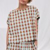 Seersucker Checks Oversized Top Offon Clothing