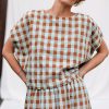 Seersucker Checks Oversized Top Offon Clothing