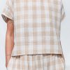 Oversized Top In Beige Double Gauze Checks Offon