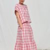 Oversized Top In Pink Double Gauze Checks Offon