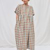 Oversized Seersucker Checks Dress Silvina Offon Clothing