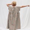 Oversized Seersucker Checks Dress Silvina Offon Clothing