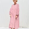 Oversized Double Gauze Pink Checks Dress Greta Offon