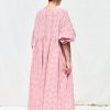 Oversized Double Gauze Pink Checks Dress Greta Offon