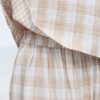 Oversized Top In Beige Double Gauze Checks Offon